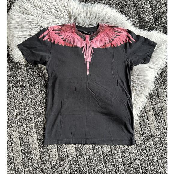 Marcelo Burlon County of Milan Icon Wings T Shirt Black Red Pink Small Cotton T - Picture 1 of 3